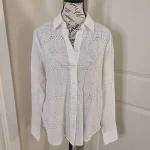 Gap Eyelet Cotton Shirt Cream Color Size M
